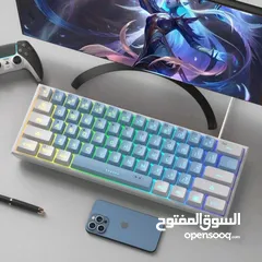  18 لوحة مفاتيح للألعاب مكونة من60٪مع أضواء خلفية بتقنية RGB،لوحة مفاتيح صغيرة فائقة الكفاءة مضادة للماء