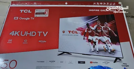  1 شاشة tcl حجم 50 4kuhd موديل 2024