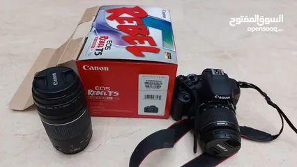  2 Canon EOS T5 Rebel with canon lens for sale, excellent condition