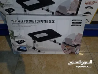  2 ستاند سرير طاولة كمبيوتر محمول قابلة للطي من خشب البامبو مع مروحة طاولة السرير اللاكل و القراءة