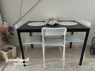  1 طاولة سفرة مع كراسي Table from ikea and chair from ikea