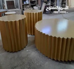 18 طاولات وسط خشب ودهان الون اختياري مكون من ثلاث قطع تفصيل حسب المقاس