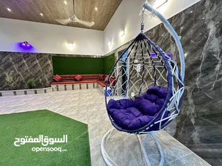  8 شالية كل الفصول مسبح مغلق ومدفى خصوصية عالية جلسة خارجية وباربكيو والعاب اطفال ونافورة وشلال وغيرها