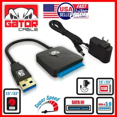  9 USB 3.0 to SATA III Hard Drive Adapter for 2.5" 3.5" HDD SSD with 12V 2A Power