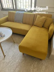  2 Yellow living room corner couch (With coffee table)
