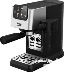  3 بيكو مكبس اسبريسو رقمي 15 بار، سعة 1.1 لتر، حاوية حليب 300 مل، شاشة LCD، 1628 واط، تخزين حبوب مطحونة