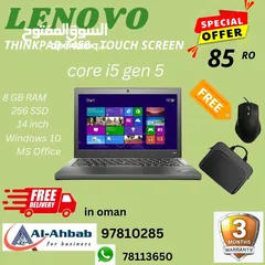  4 LENOVO T450 LAPTOP CORE I5 5TH 8/256 SSD TOUCH SCREEN