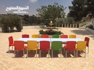  6 طاولات وكراسي طوي بلاستيك تستخدم