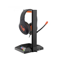  5 Meetion U003 RGB Stand For Gaming Headphone حامل قاعدة سماعات مضاءة مع مداخل