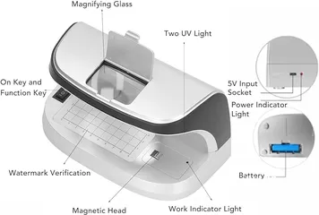  4 فاحص عملة (كاشف عملة ) نوع ممتاز جدا يعمل  شحن وكهرباء  AL-11 UV Counterfeit Money Detector