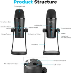  6 مايك تسجيل من براند بويا الأصلي الاحترافي ستريم يوتيوب Boya BY-PM700 Mic for PC & Smart Phone