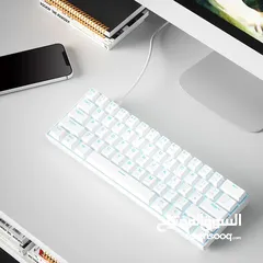  3 rk royal kludge mechanical keyboard White and blue