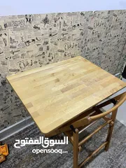  2 كرسي + طاولة قابلة للطى تثبت ع الحائط (80cmX60cm) بحالة ممتازة للبيع