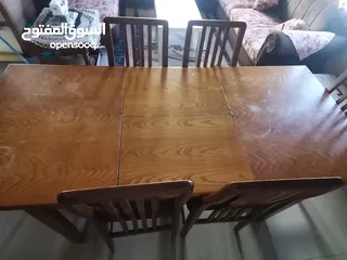  12 طقم سفره طاوله كبيره +6 كراسي + بفيه 3درفه انتيك خشب بلوط
