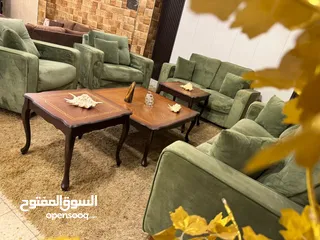  12 طقم كنب 7 مقاعد خشب سويد(( مع 3  طاولات خشبهم زان ))