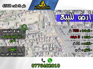  1 رقم الاعلان (4568) ارض للبيع بشارع الجامعة