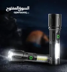  2 كشاف جبلي محمول ليد ليزر ابيض مصباح معدني مع زوم مدى 500 متر ضد الماء و اضائه جانبيه