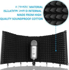  2 عازل صوت خلف الميكروفون (Acoustic Foam Panels)