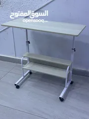  7 طاولة لابتوب طاولة متحركة مع رفوف قابلة لتعديل للارتفاع قياس 80*40 Laptop Tray Table Desk