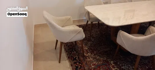  4 Modern Faux Marble Dining Table + 8 Upholstered Armchairs – Elegant 8-Seater Set