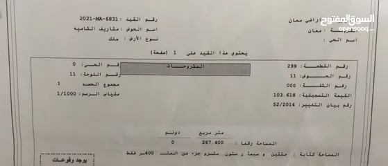  1 قطعة ارض للبيع معان