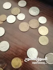  17 عملات قديمة للبيع اردني امريكي بريطاني ألماني عراقي خليجي يوجد قطع نوادر ومميزة