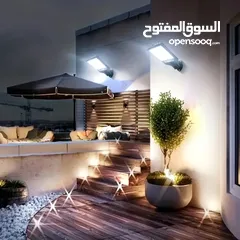  7 مصباح شارع شمسي خارجي بقوة 2200 واط مع جهاز تحكم عن بعد، يحتوي على مصابيح حائطية LED بمستشعر حركة،