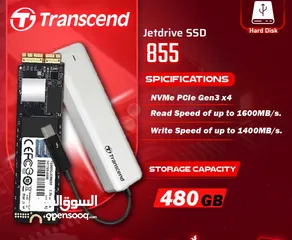  1 هارديسك داخلي خارجي مساحة 480 جيجا بايت ترانسيند Trancsend Jetdrive 855 SSD Portable 480GB Mac