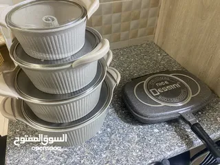  9 طناجر جداد مع قلايه جديد