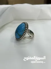  10 *خاتم فضة بحجر فيروز طبيعي نيشابوري – عيار 925، وزن 16.5 جرام*