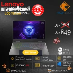  1 Lenovo LOQ intel core i7-13620H-16GB RAM-512GB SSD-15.6" IPS-RTX4060-6G-WIN 11 PRO  LAPTOP