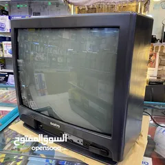  2 Sanyo Old CRT Tv good for gaming and VCR تلفيزيون نظام قديم ملون مناسب حق ألعاب