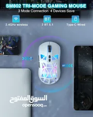 7 SOLAKAKA SM802 RGB Tri-Mode Gaming Mouse ماوس لاسلكي جيمنغ
