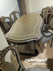  7 طاولة سفره صدف مصري مع 6 كراسي