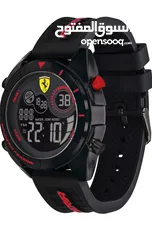 1 ساعة فيراري Ferrari watch ساعة ديجيتال للرجال من بمينا اسود وسوار سيليكون اسود سكوديريا فيراري، 8307