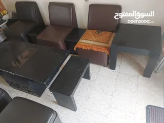  3 اثاث مكتبي في حالة ممتازة كنب+طربيزات بلكامل