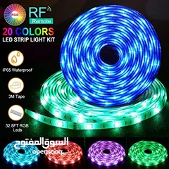  3 حبل LED ليد إضاءة مع ريموت RGB LIGHT ومحول لد متغير الألوان والحركات كل الالوان  اضائه ضوء