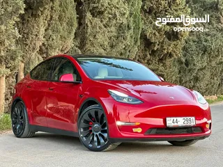  1 TESLA MODEL Y PERFORMANCE 2021  تيسلا موديل واي بيرفورمانس مميزه جدا غرفه لون ابيض