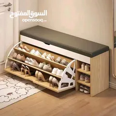  3 خزانة أحذية مع مقعد مريح – قطعة عملية وعصرية بقطعة واحدة رف قلاب واسع + أرفف جانبية لترتيب