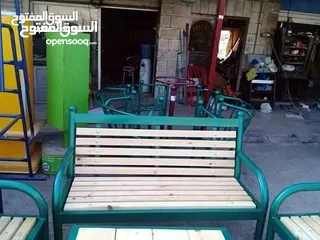  3 جلسات ومقاعد خارجية جلسات تفصيل حسب الطلب حديد ثقيل خشب سويد يوجد العديد من الموديلات