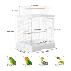  3 Acrylic Bird Cage with 16 Free Pads, Bird Bathroom With Leather Cover 3 Wooden Sticks Food Bowls