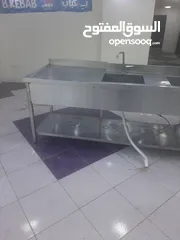  3 مجلى ستانليس ستيل حوضين تفصيل طول 3 متر وعرض متر وارتفاع متر مع رف ستانلس سفلي وارجل تطويل وتقصير