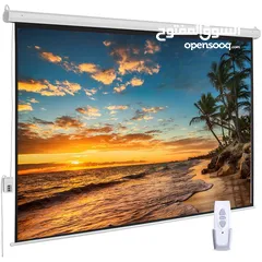  2 Motorized Projector Screen Wall Mount (240cmx240cm) with Remote شاشة بروجكتور مع ريموت