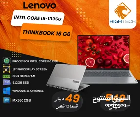  1 LENOVO G6 THINKBOOK CORE I5-1335U-8GBRAM-512GB SSD-MX550-2GB-16.0" FHD IPS-WIN 11PRO LAPTOP