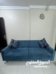  5 طقم كنب مخمل تركواز راقي استعمال خفيف نظيف