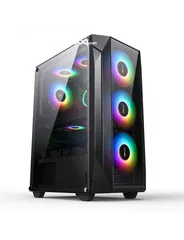  1 كيس جيمنج للتجميعات فارغ مع 4 مراوح ار جي بي ملون - TERMINATOR T-1000 4X RGB FANS GAMING CASE