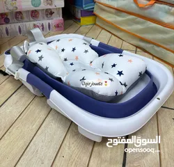  6 baignoire enfant pliable avec coussin et thermomètre pour bébé