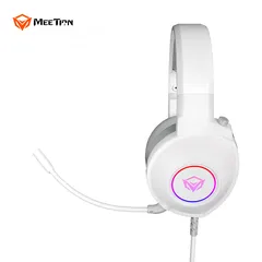  2 Meetion HP012 RGB 7.1 Virtual Surround Sound Gaming Headset USB -White سماعات لون ابيض