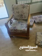  10 طقم موريس سبع مقاعد خشب زان مع طاولة وسط خشب زان مع سجلونة حديد