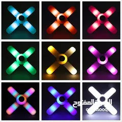  4 لمبه اضائه RGB و سماعات سماعة بلوتوث شكل مروحه لمبة اضائه تحكم ريموت و بلوتوث مقاس 40 سم